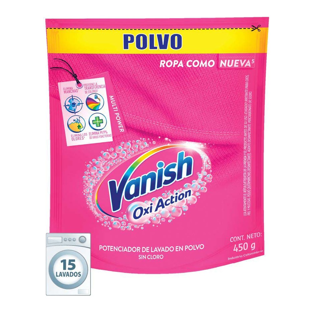 Quitamanchas Vanish Polvo Rosa Repuesto 450g
