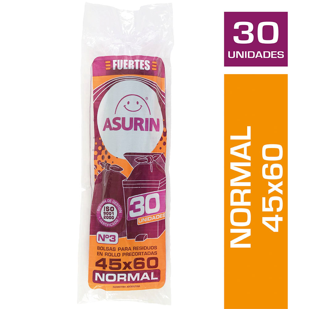 Bolsas de Residuos Asurin 45 x 60 Cm x 30 Un