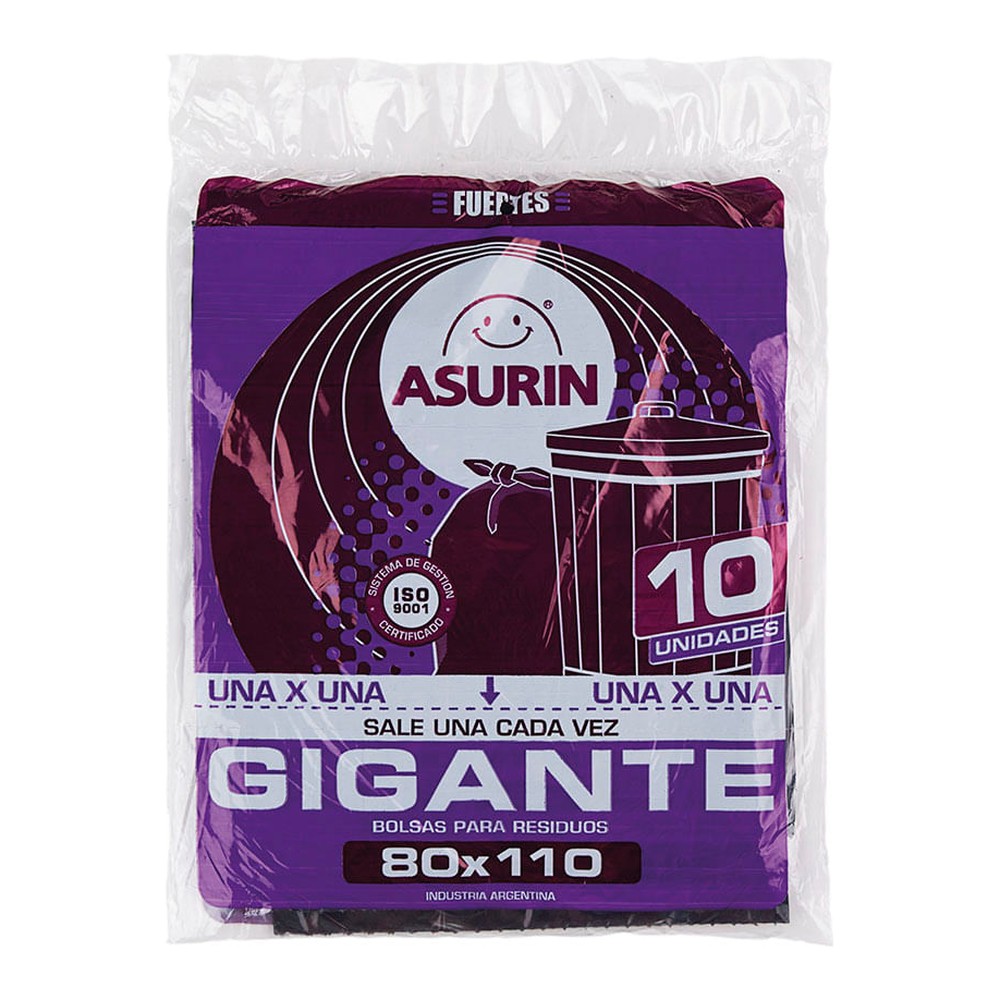 Bolsas de Residuos Asurin Gigante 80x110 Cm x 10 Un