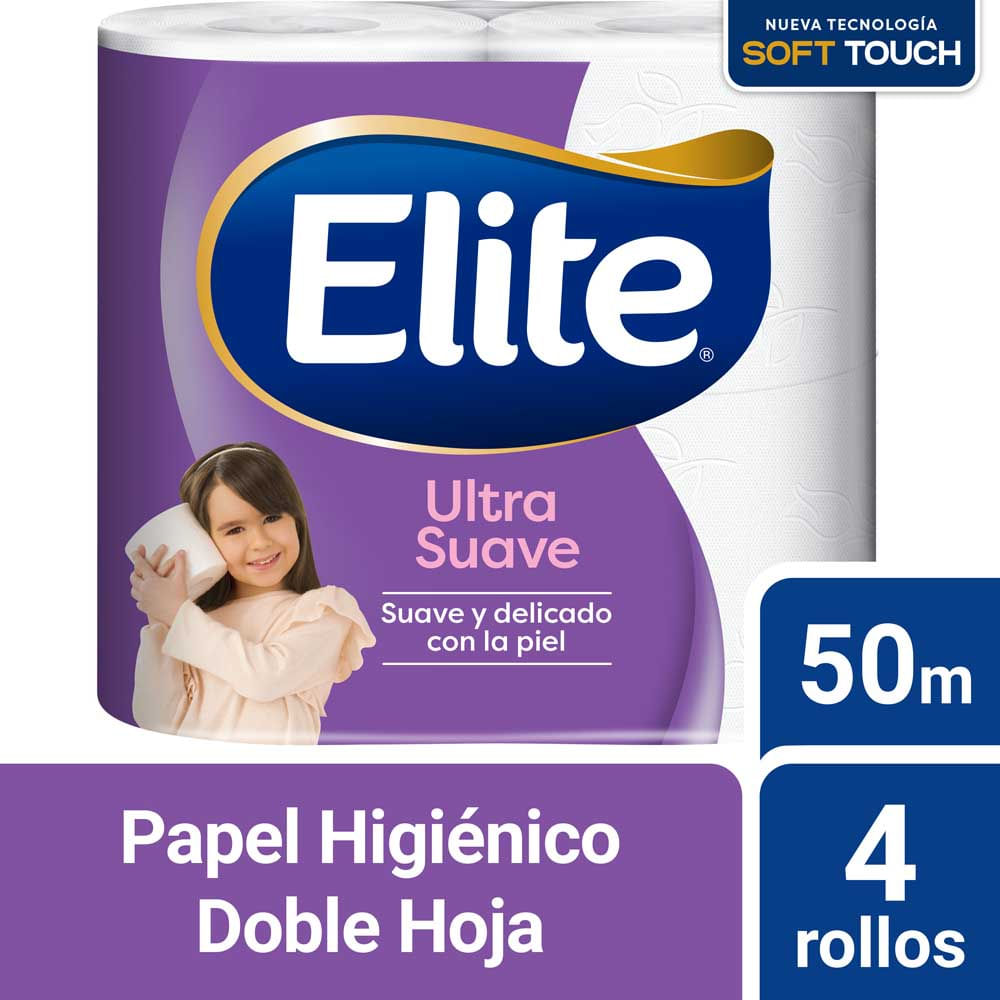 Papel Higiénico Ultra Suave Doble Hoja 50 Mts x 4 Un Elite