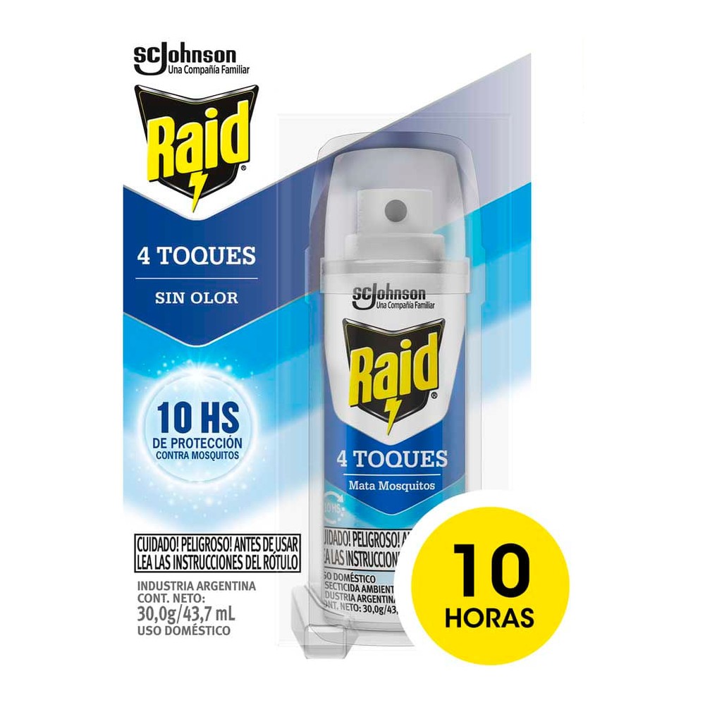 Insecticida Mata Mosquitos 4 Toques Spray 43,7 Ml Raid