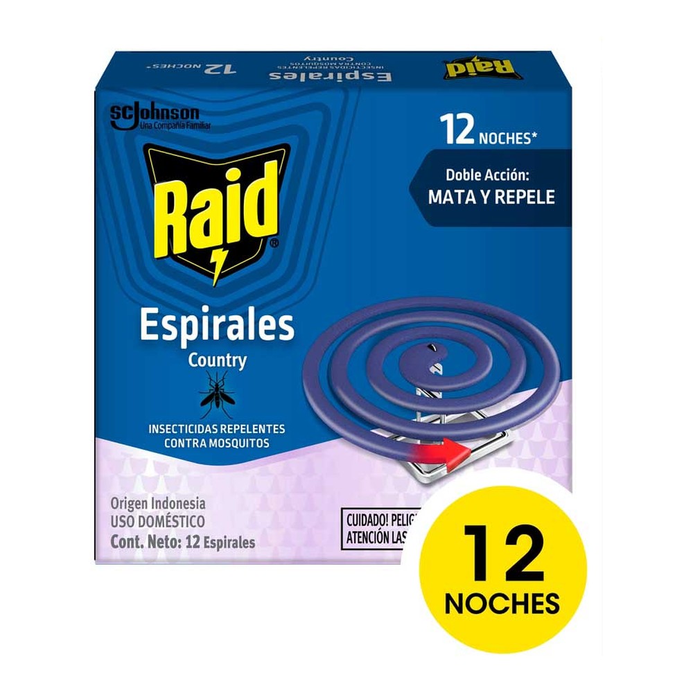 Insecticida Mata Mosquitos Espiral x 12 Un Raid