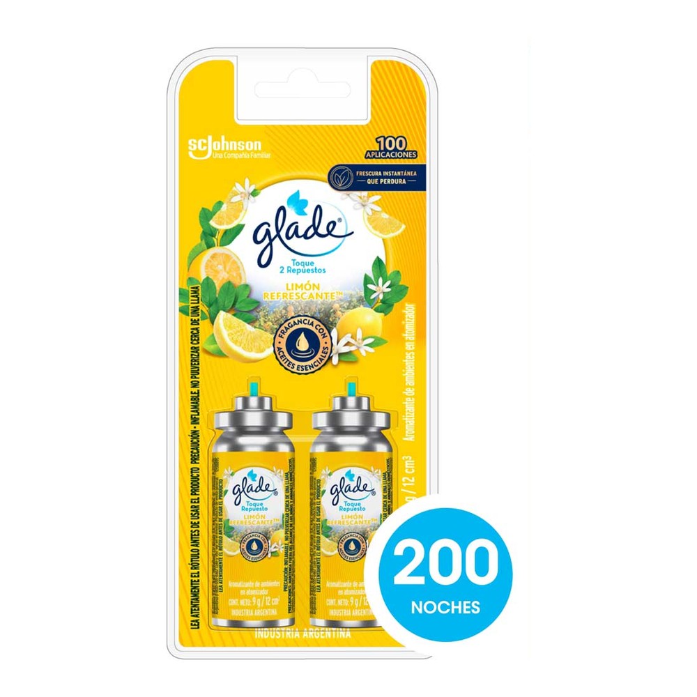 Desodorante Ambiente Toque Limón Repuesto X2 Glade