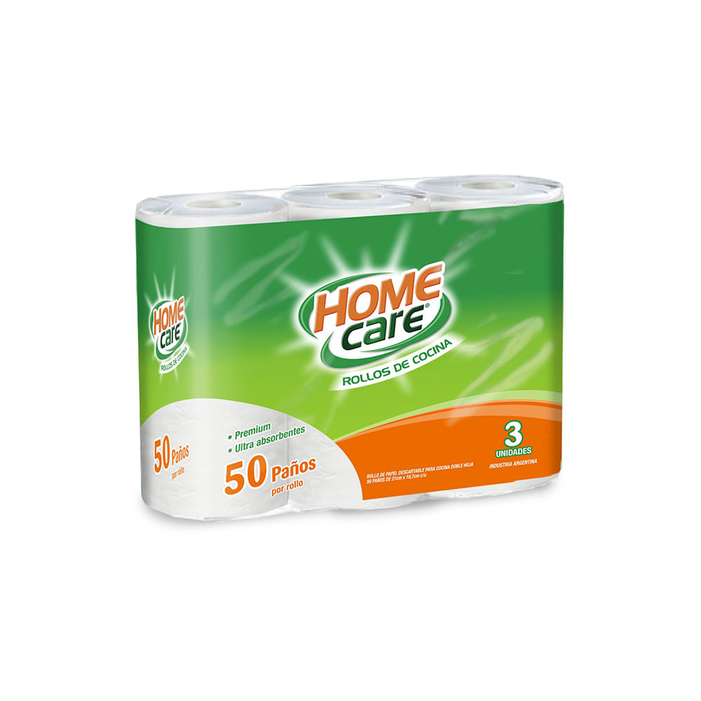 Rollo de Cocina Doble Hoja 50 Paños x 3 Un Home Care