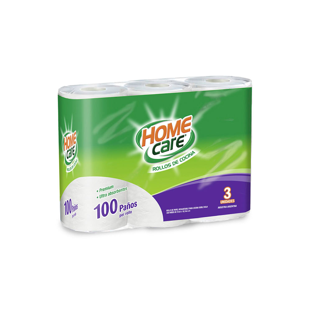 Rollo de Cocina Doble Hoja 100 Paños x 3 Un Home Care