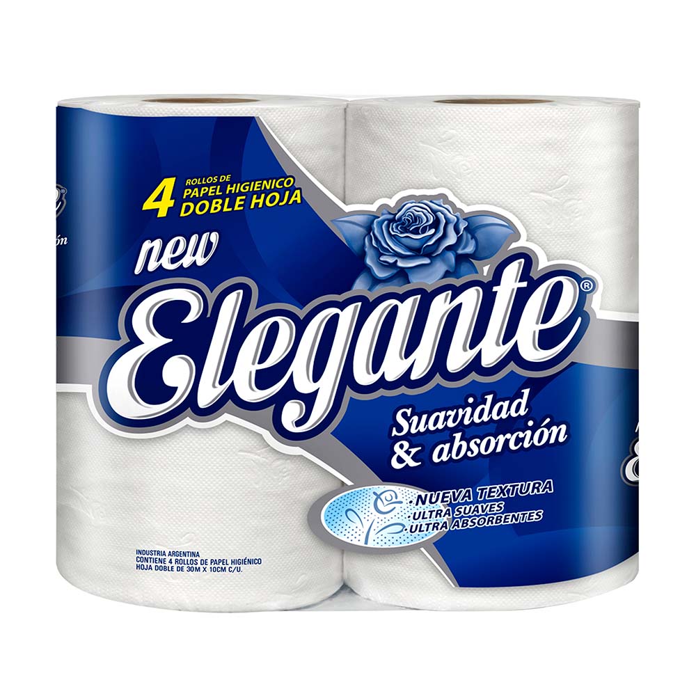 Papel Higiénico Doble Hoja 30 Mts x 4 Un Elegante