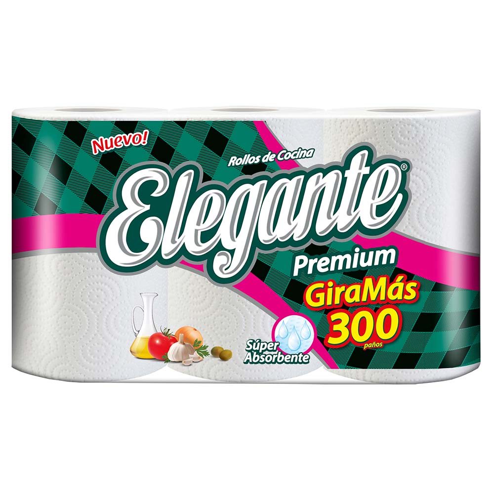 Rollos de Cocina 300 Paños x 3 Un Elegante