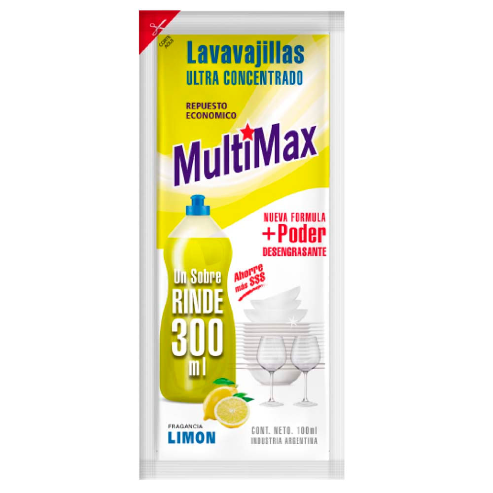 Detergente Lavavajillas Ultra Limón 100 Ml x 36 Un Multimax